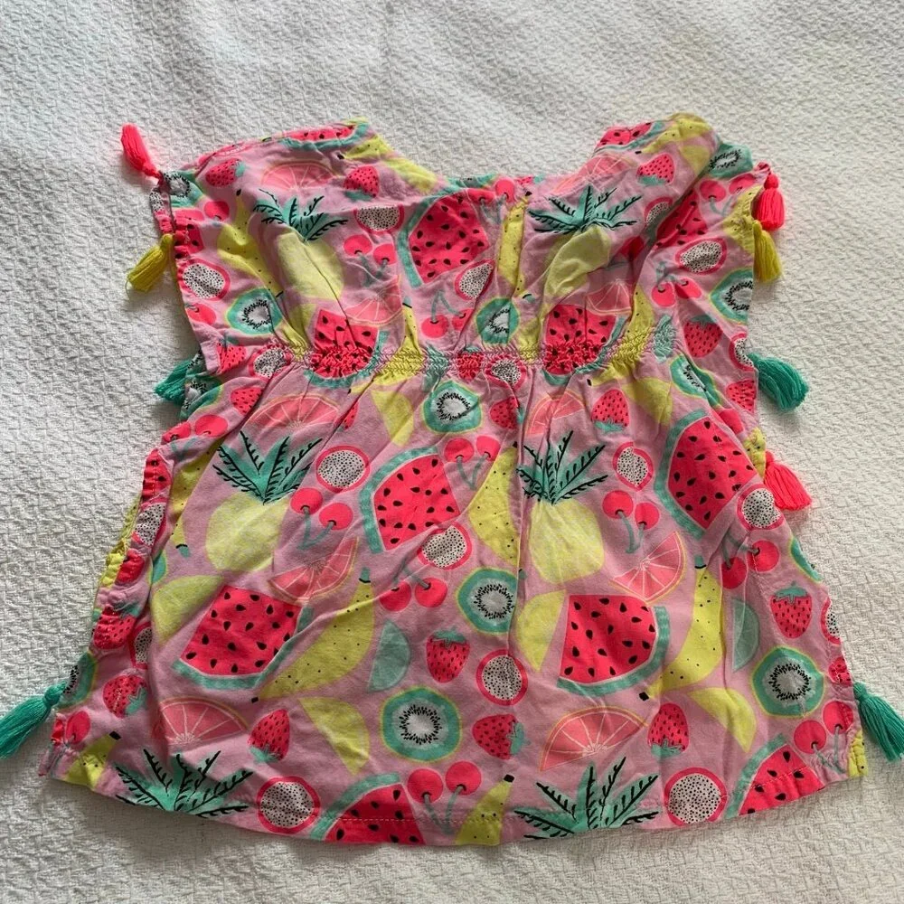 5/$25 Cat & Jack Girls‎ Pink Fruit Print Tassel Swim Cover-Up Dress Size 2T